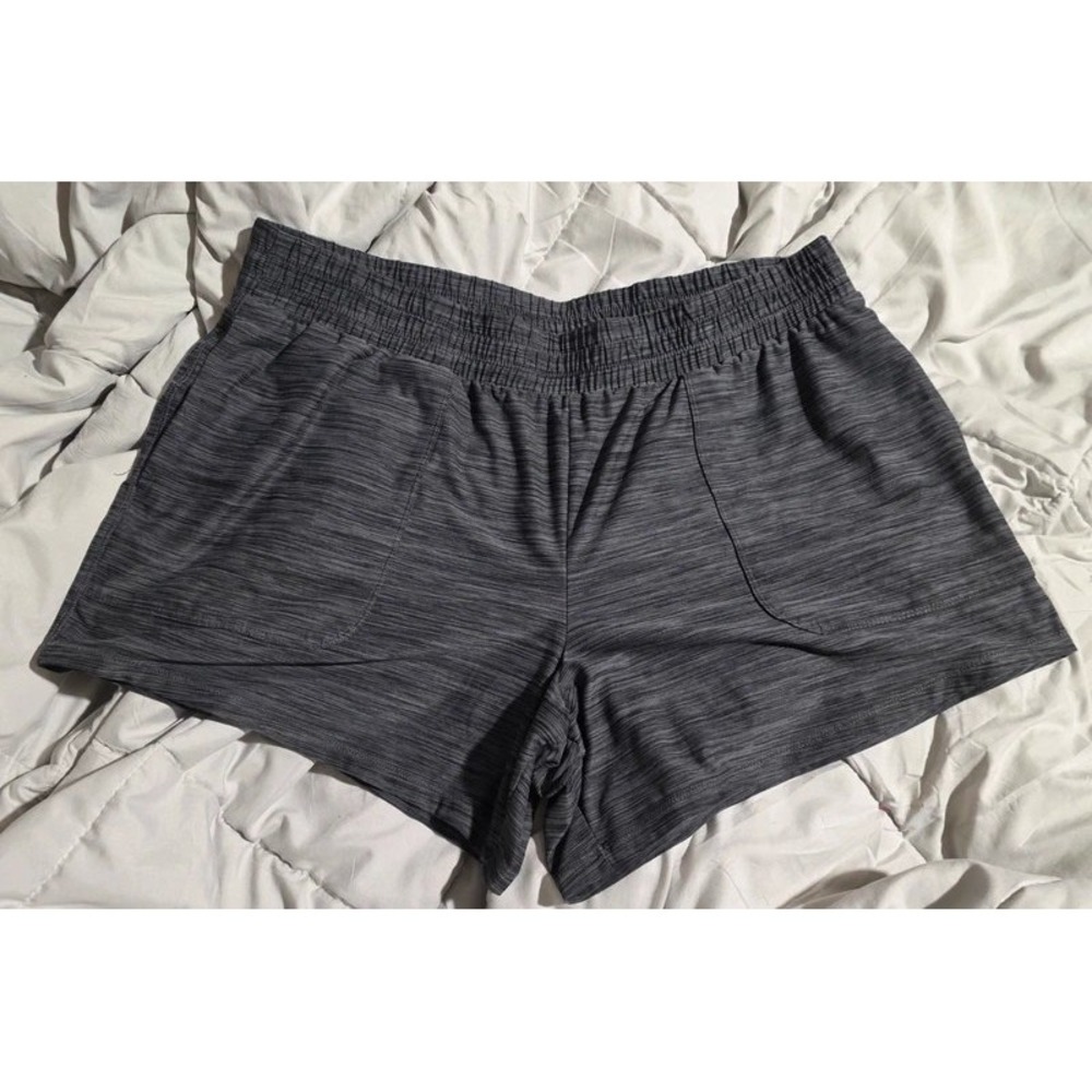 All in Motion Womens XL Gray Space Dye Athletic Shorts Pockets Elastic Waist